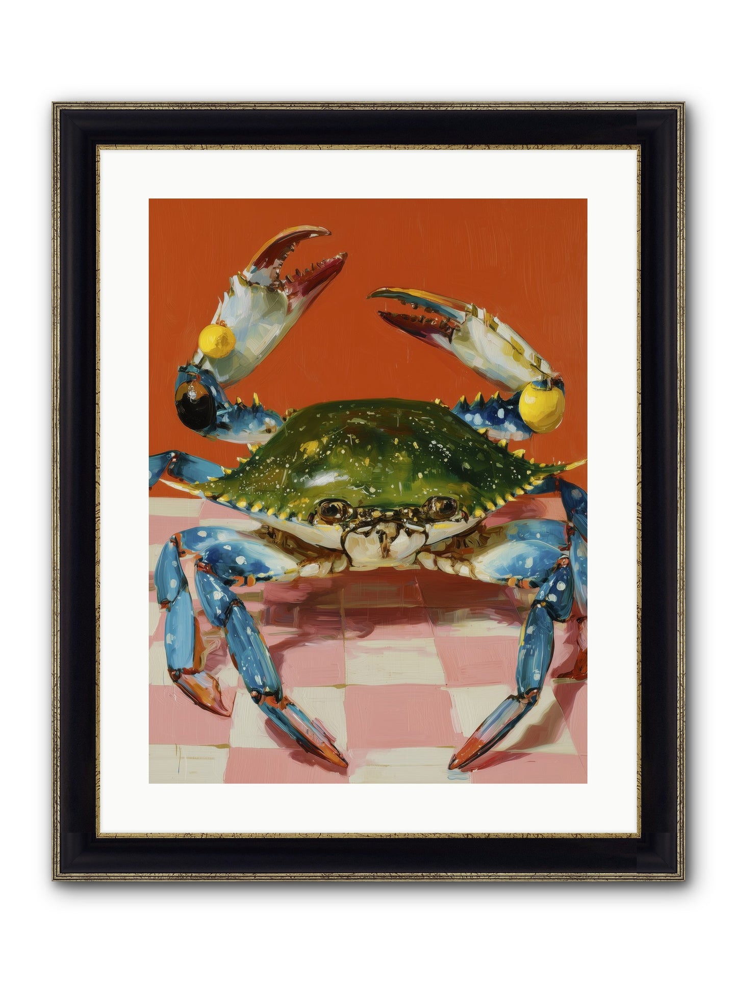 Crustacean Crown Framed Print - Black & Gold 18x24