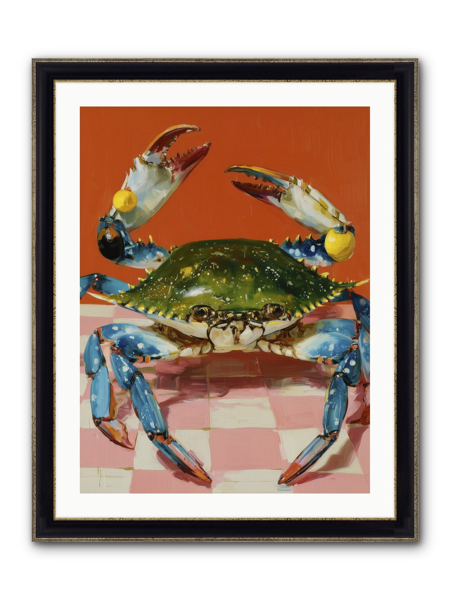 Crustacean Crown Framed Print - Black & Gold 24x32