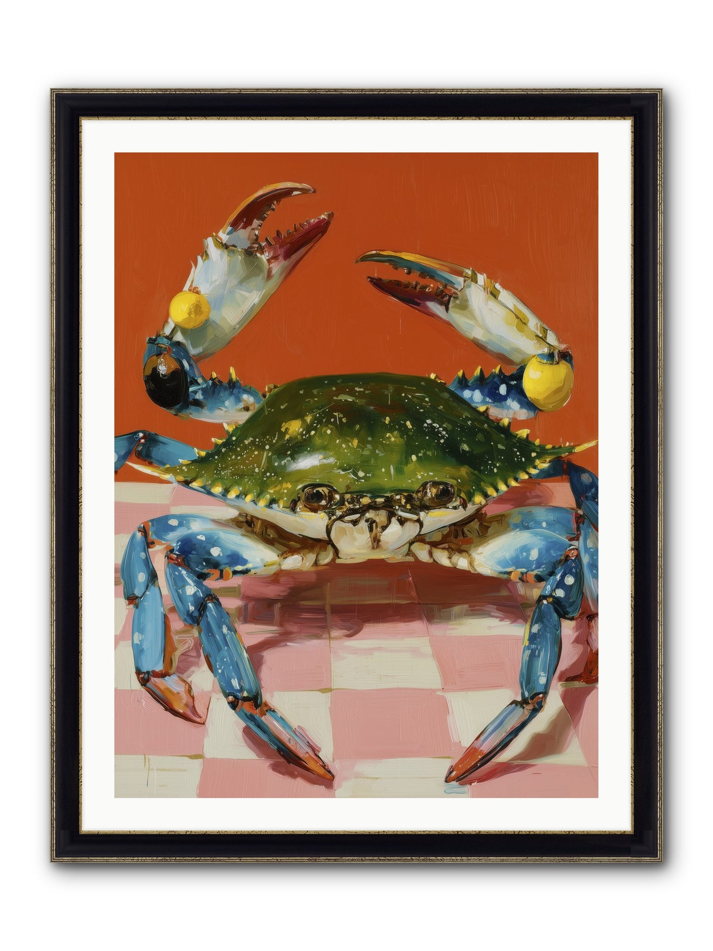 Crustacean Crown Framed Print - Black & Gold 30x40