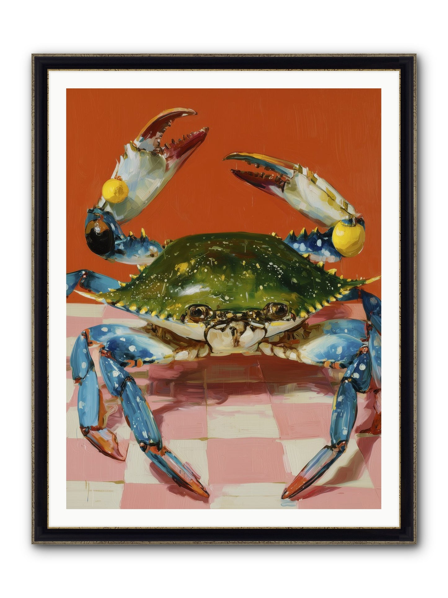 Crustacean Crown Framed Print - Black & Gold 36x48
