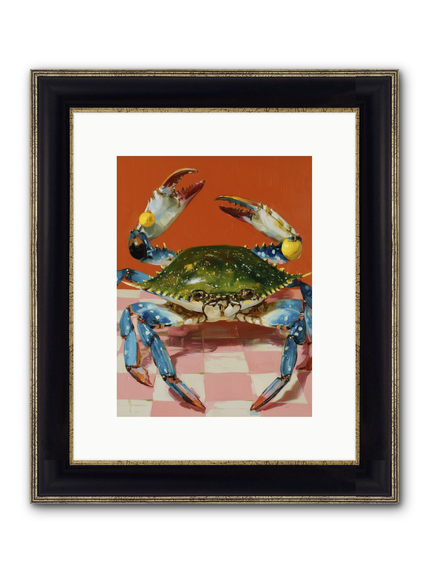 Crustacean Crown Framed Print - Black & Gold 9x12