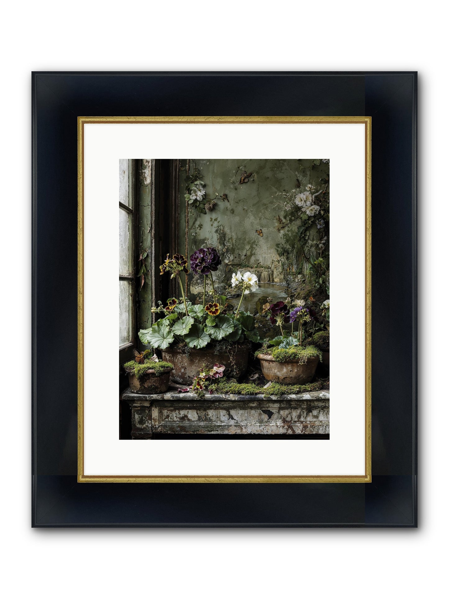Cultivé Framed Print - Wide Black w/Gold 12x16