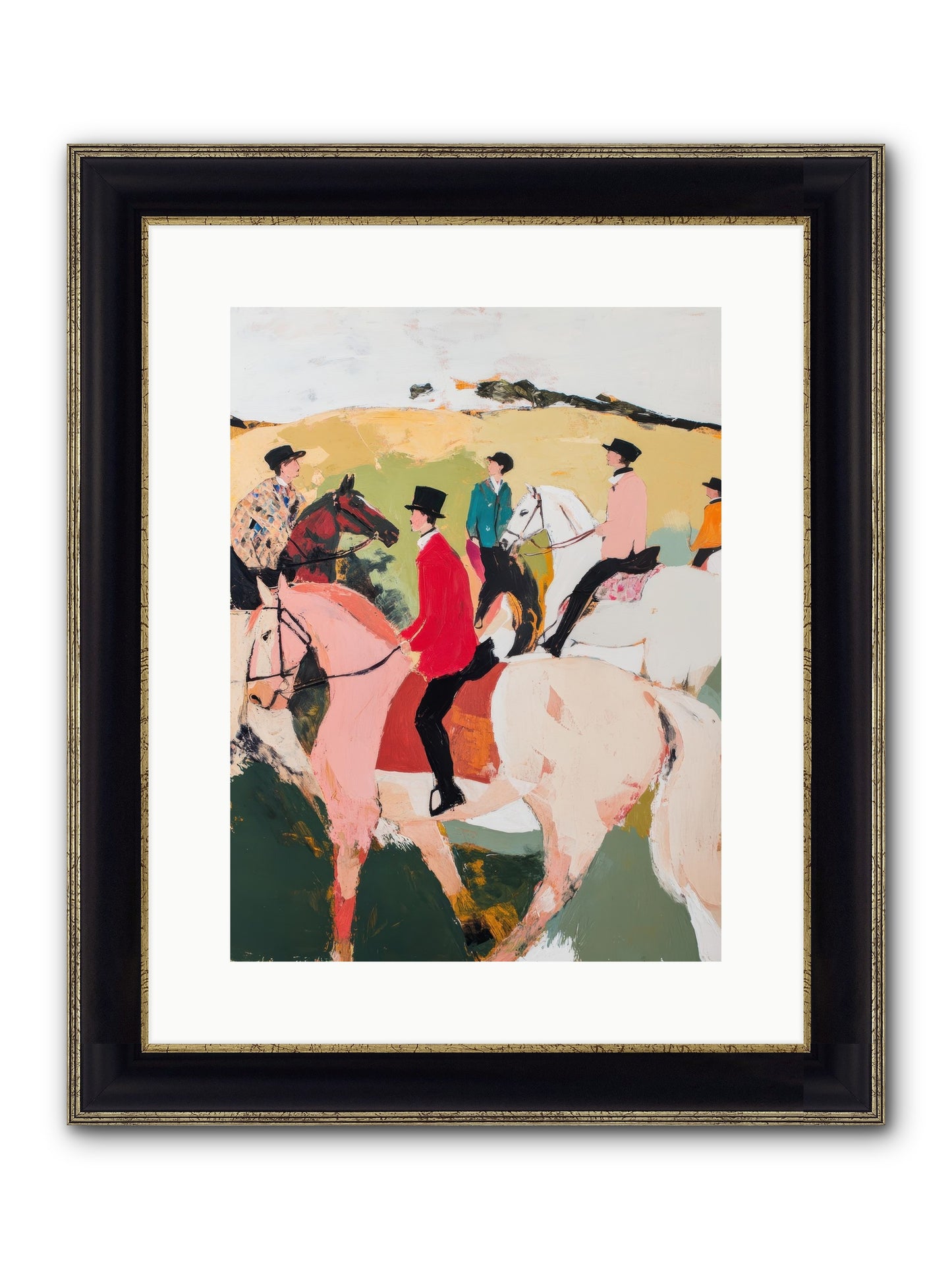 Curious Foxhunter No.3 Framed Print - Black & Gold 12x16