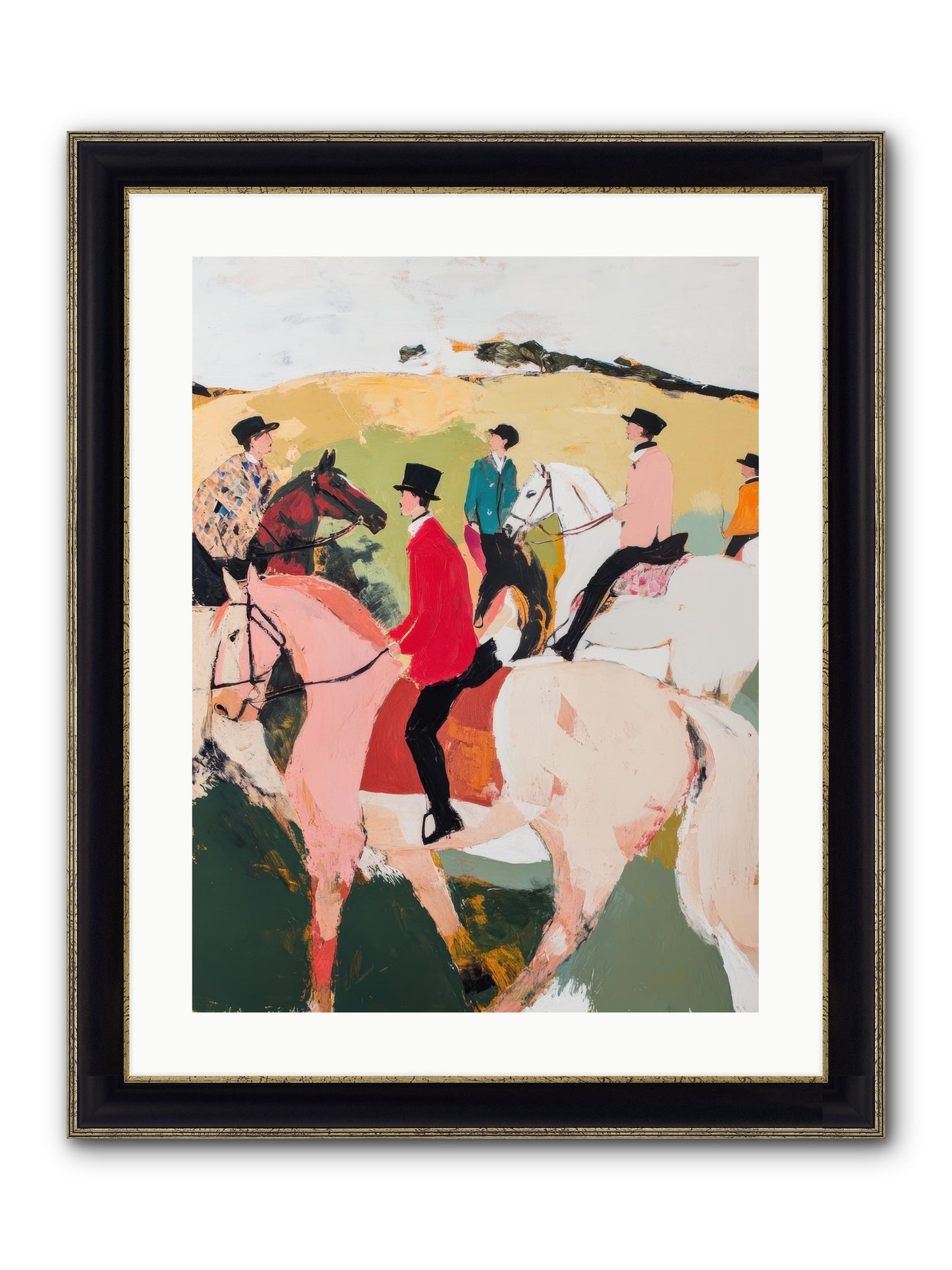 Curious Foxhunter No.3 Framed Print - Black & Gold 18x24