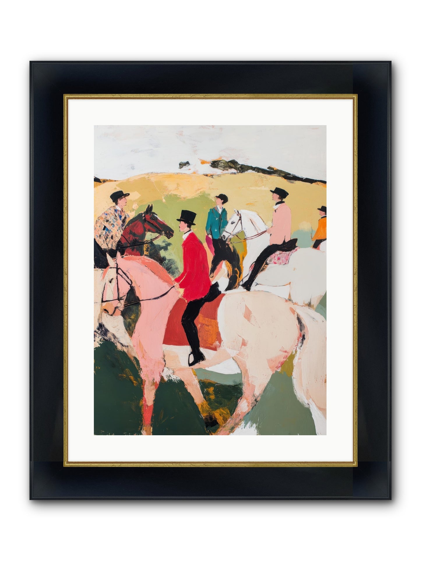 Curious Foxhunter No.3 Framed Print - Wide Black w/Gold 18x24