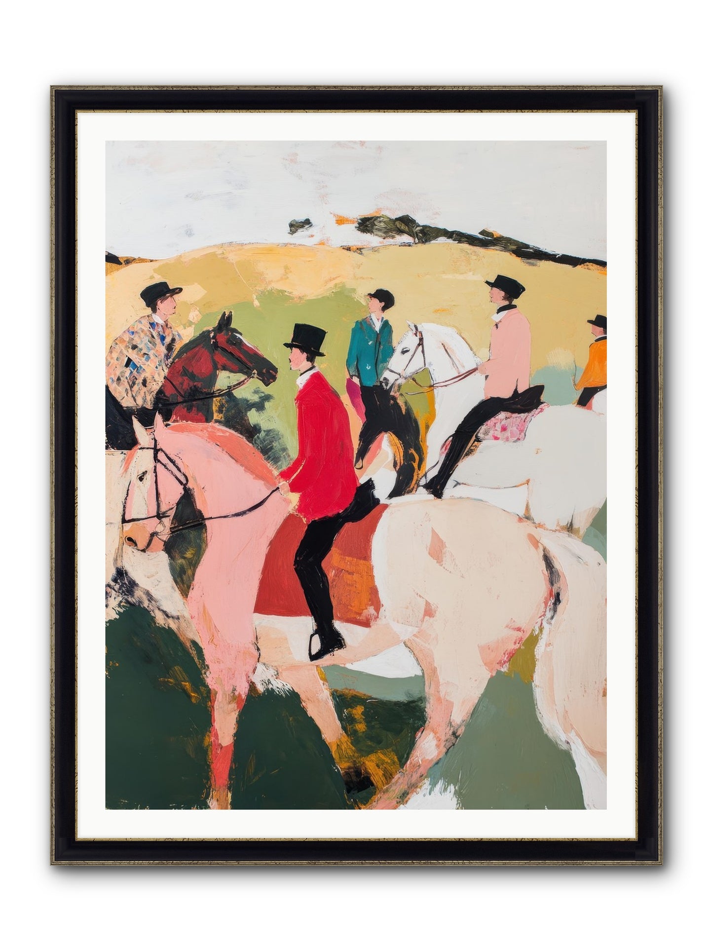 Curious Foxhunter No.3 Framed Print - Black & Gold 36x48