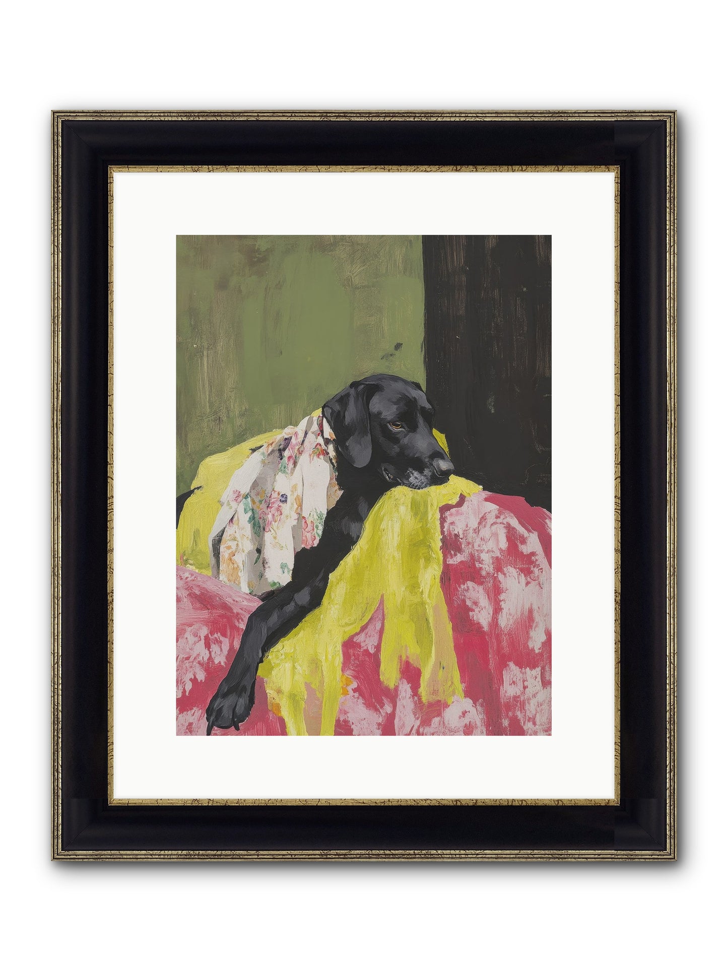 Dahlia Framed Print - Black & Gold 12x16