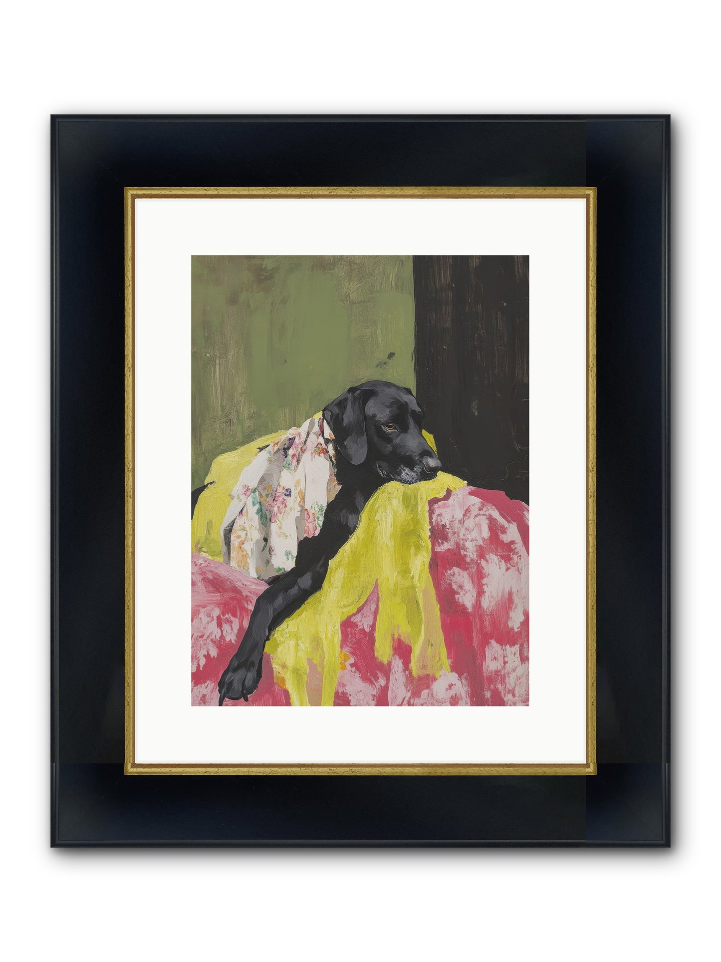 Dahlia Framed Print - Wide Black w/Gold 12x16