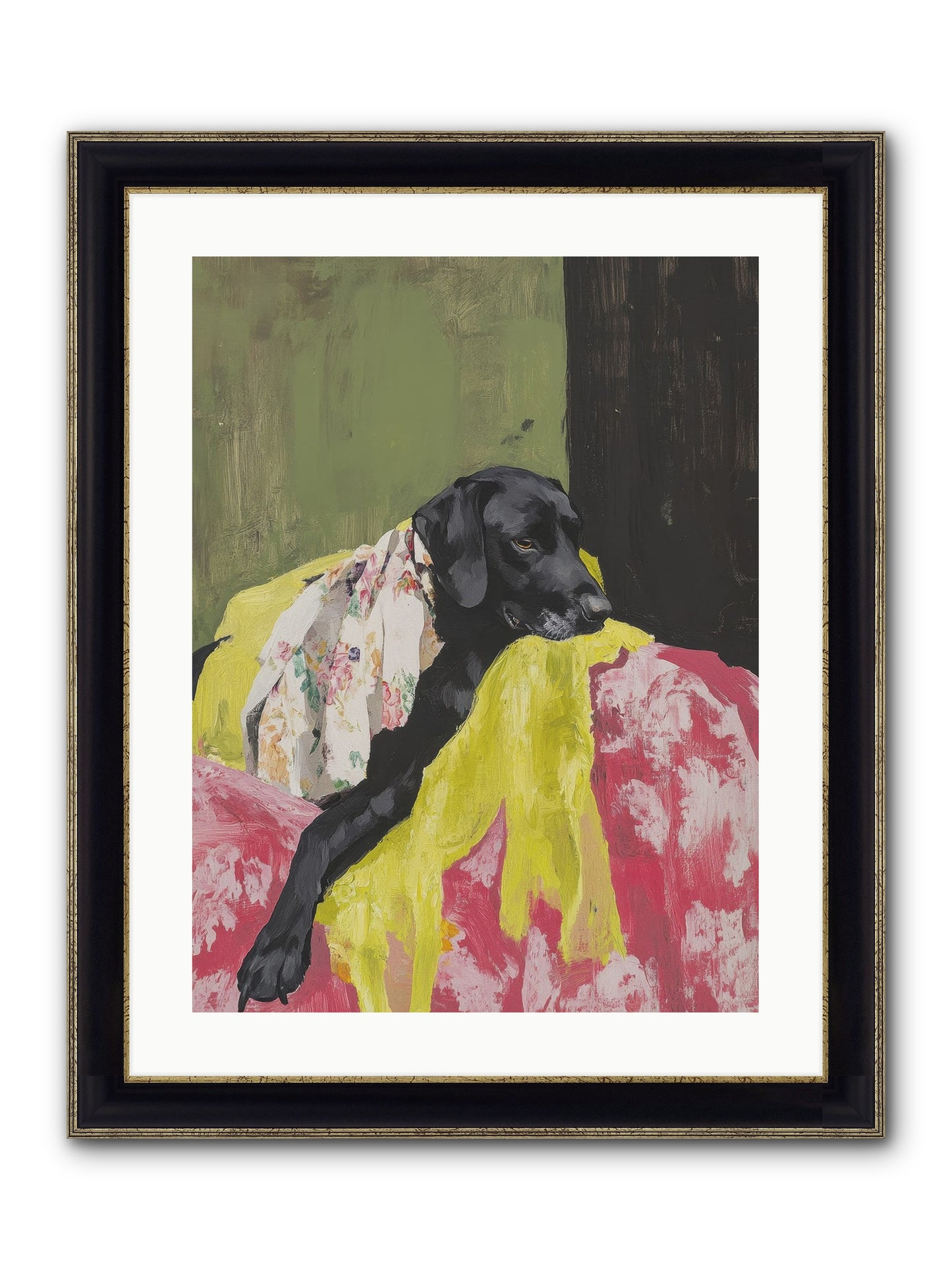 Dahlia Framed Print - Black & Gold 18x24