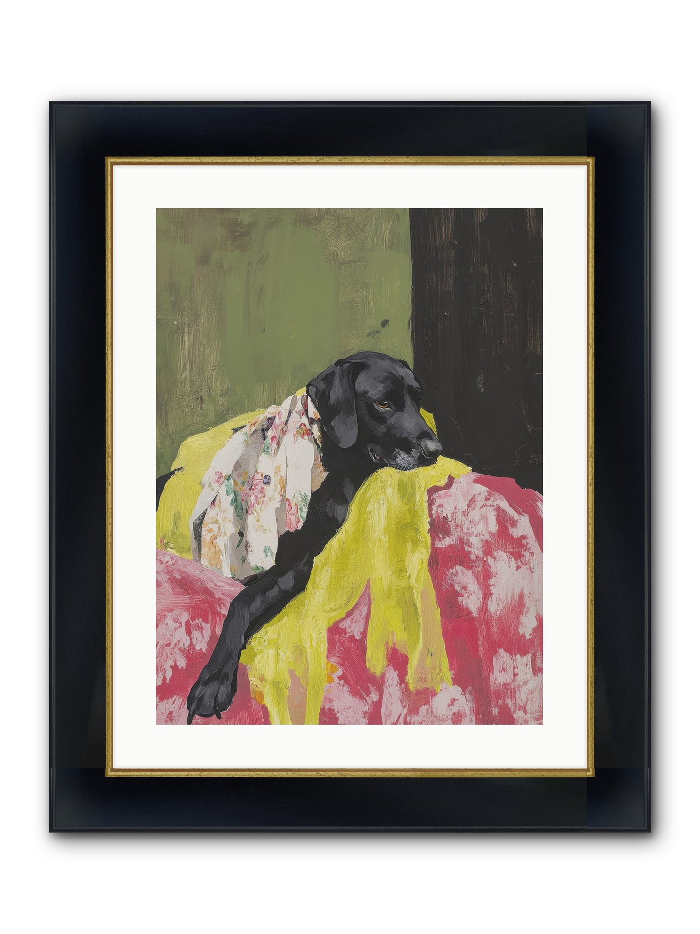 Dahlia Framed Print - Wide Black w/Gold 18x24
