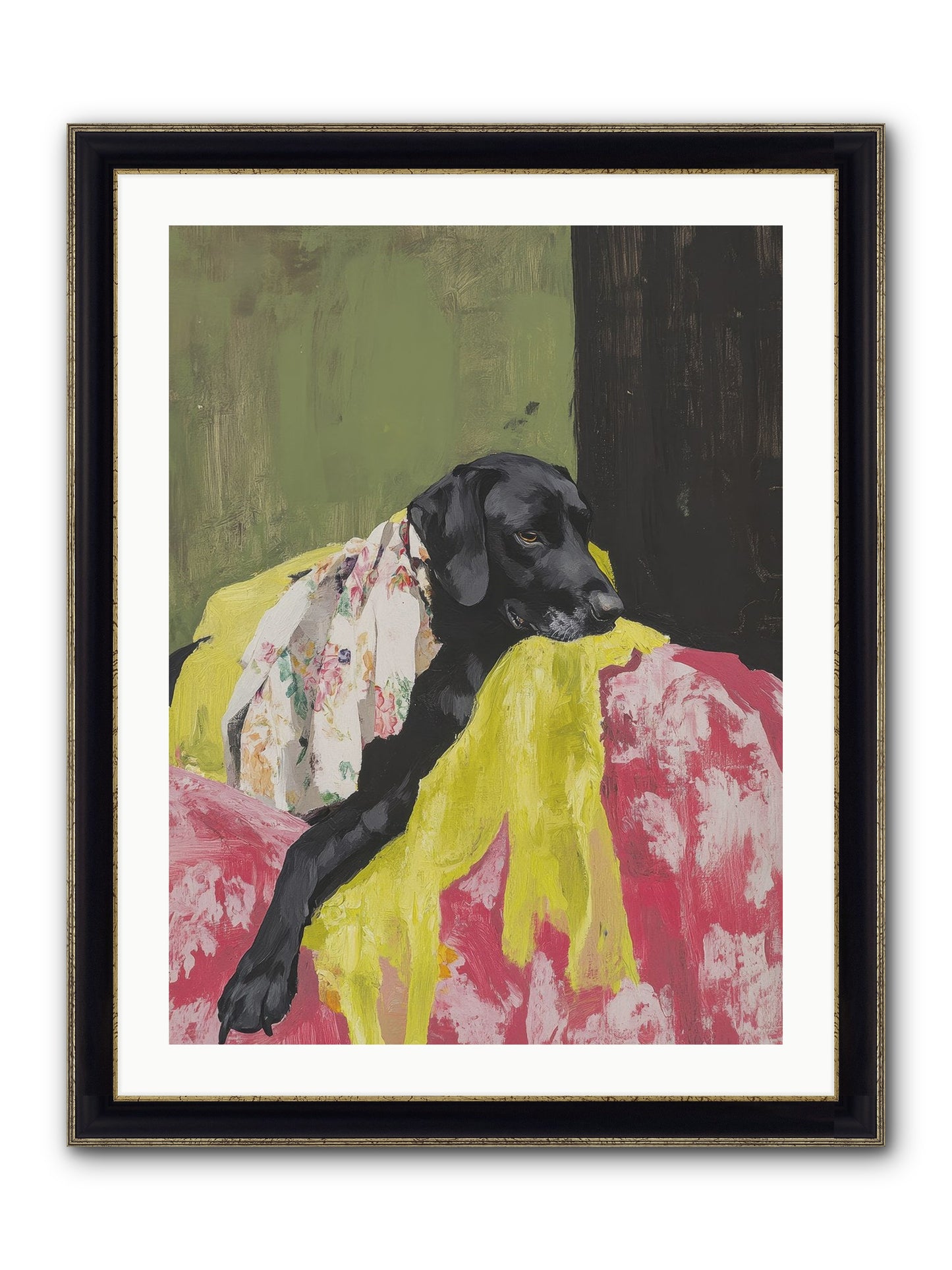 Dahlia Framed Print - Black & Gold 24x32