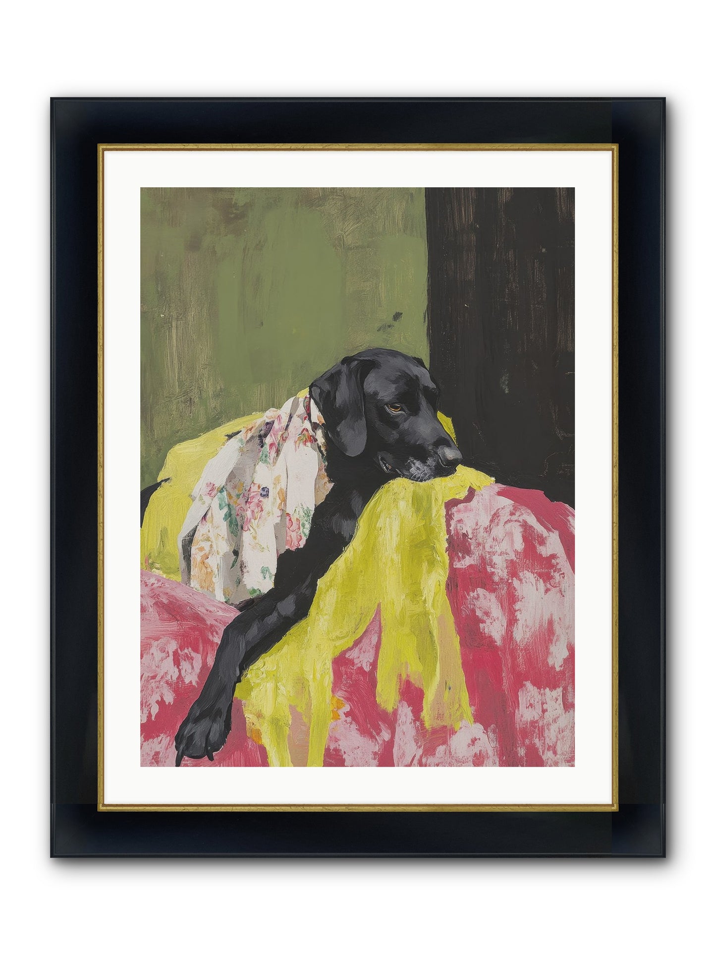 Dahlia Framed Print - Wide Black w/Gold 24x32