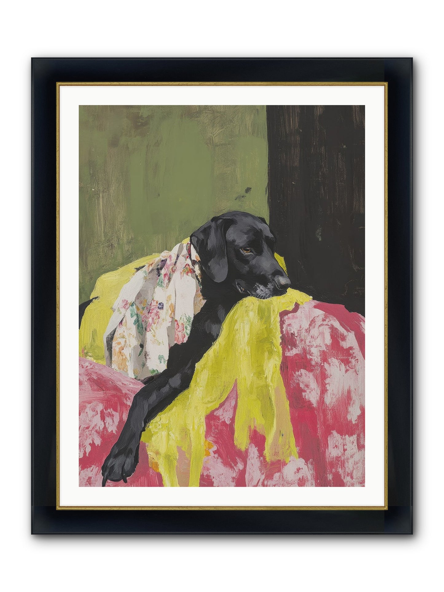 Dahlia Framed Print - Wide Black w/Gold 30x40