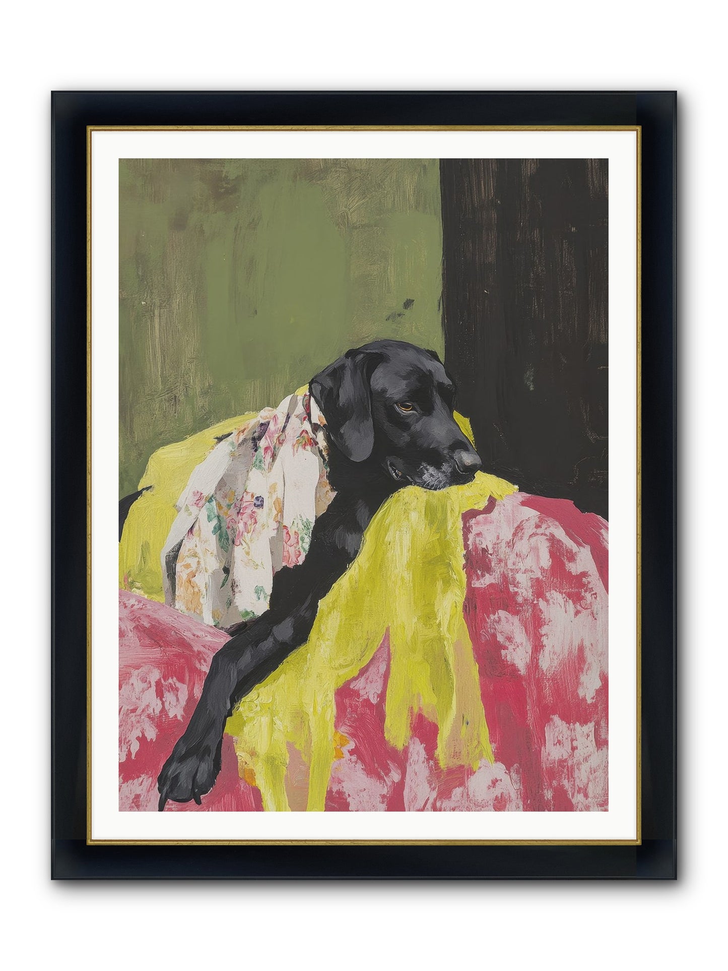 Dahlia Framed Print - Wide Black w/Gold 36x48