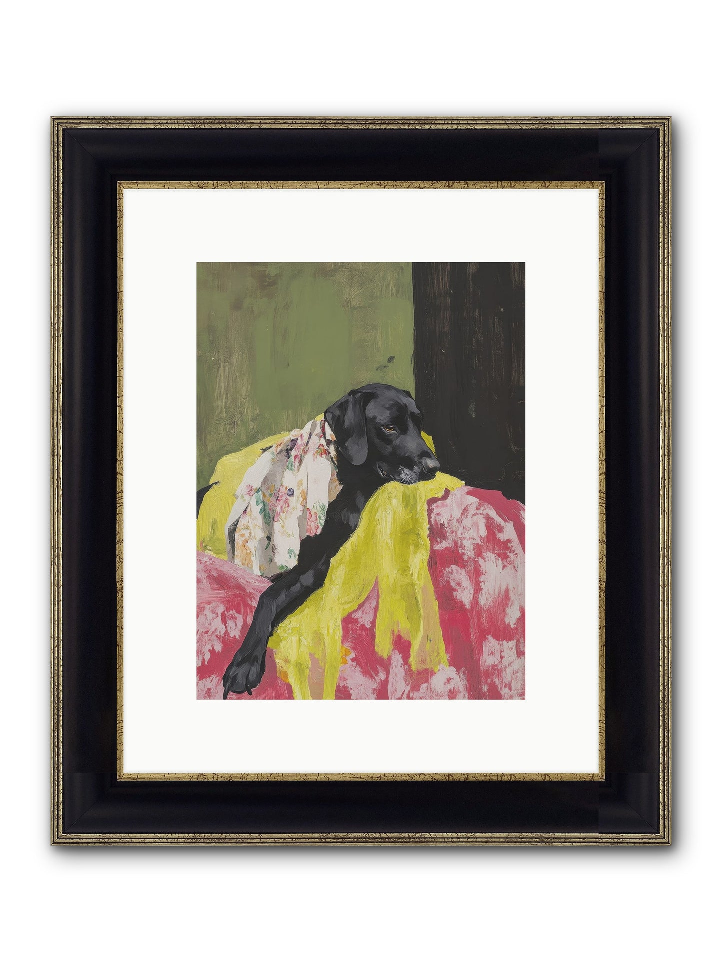 Dahlia Framed Print - Black & Gold 9x12