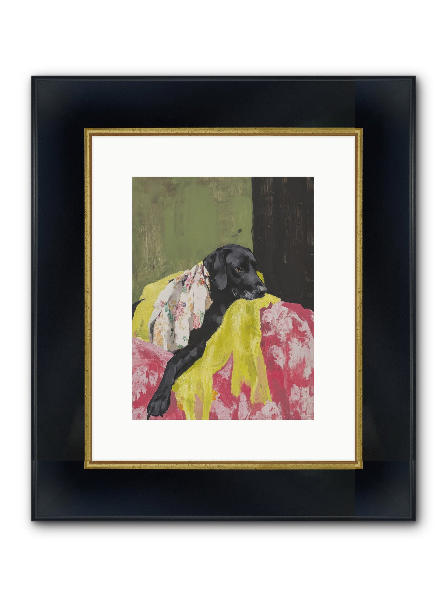 Dahlia Framed Print - Wide Black w/Gold 9x12