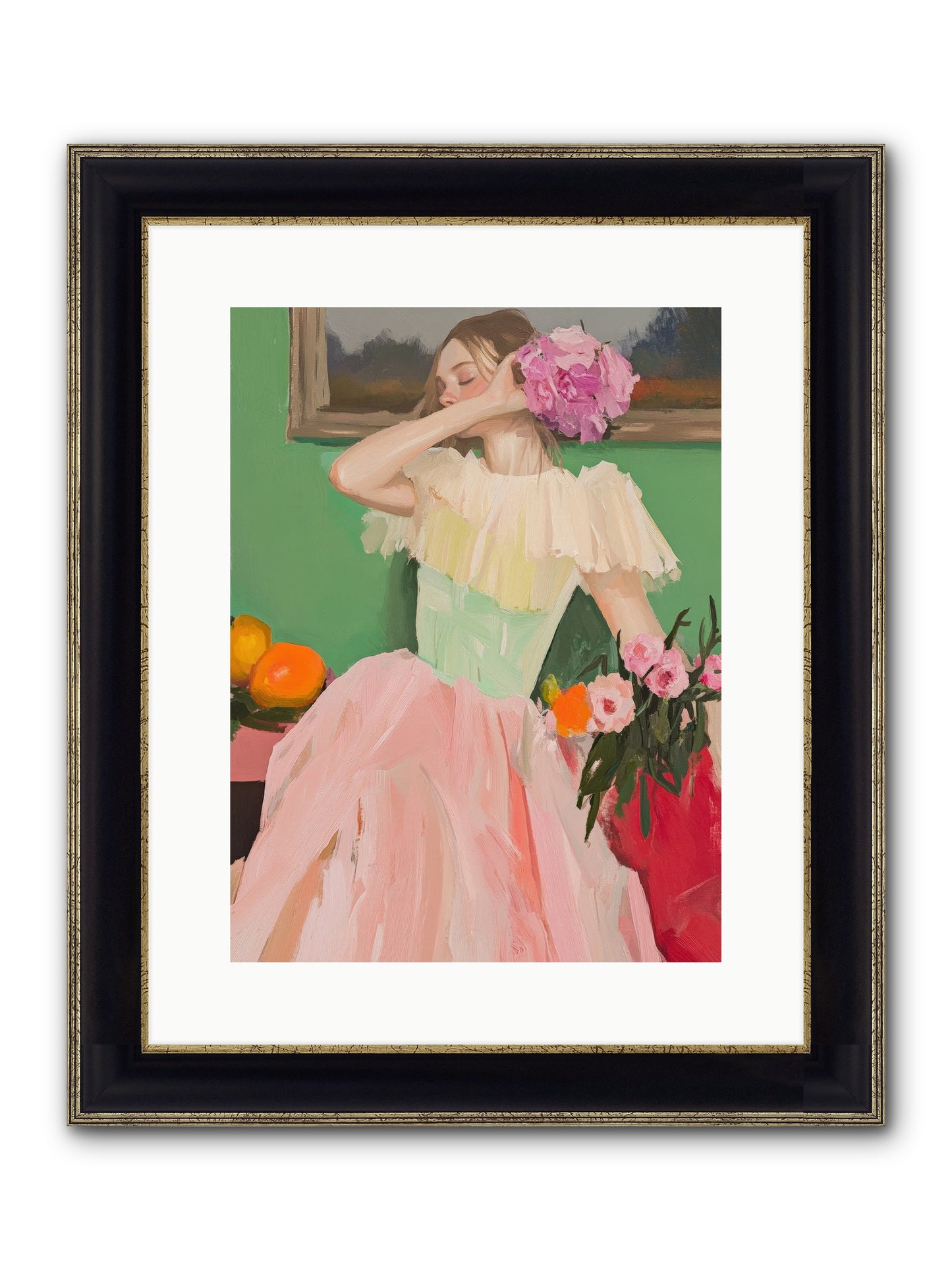 Dahlia Swan No.1 Framed Print - Black & Gold 12x16