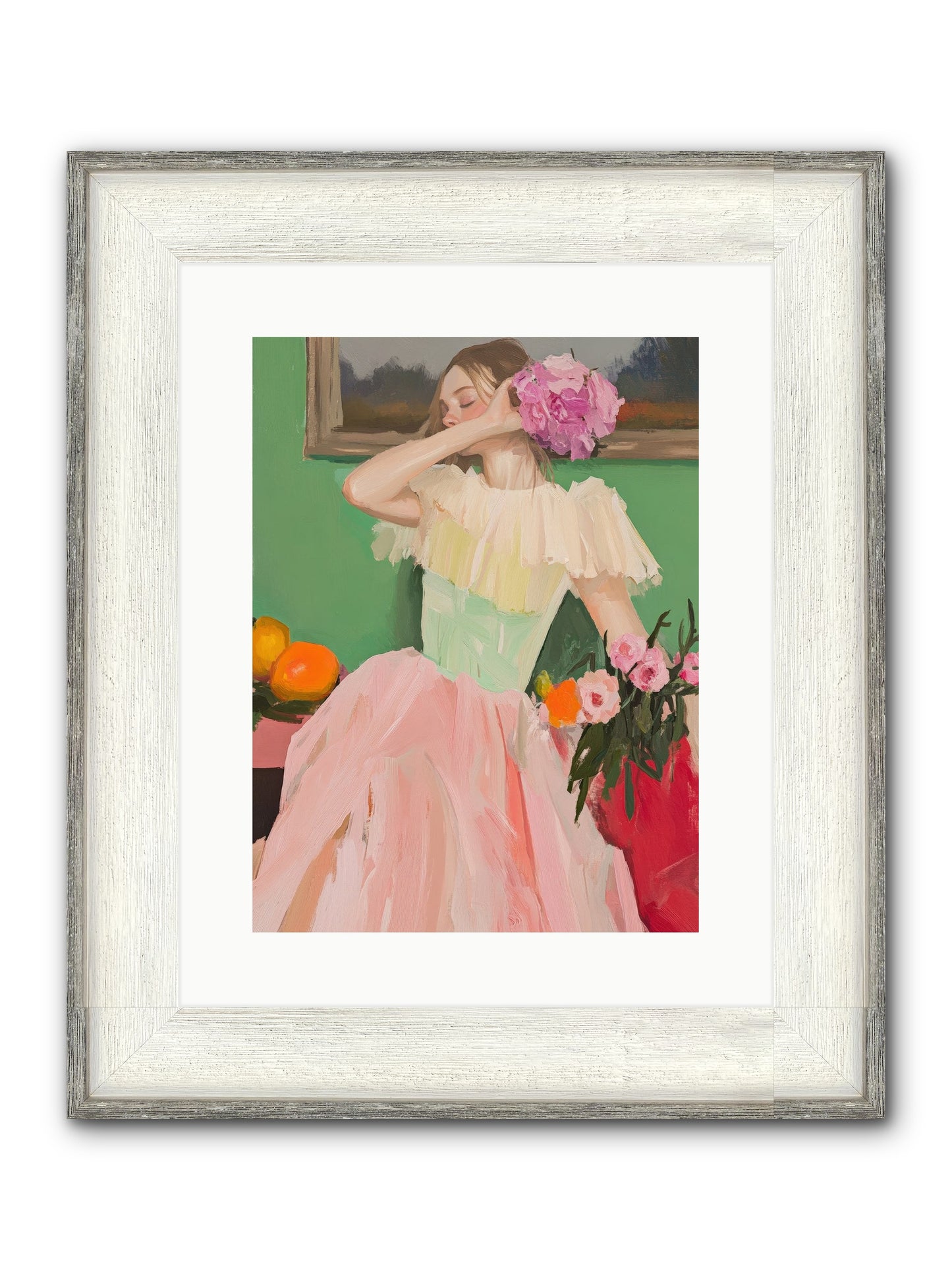 Dahlia Swan No.1 Framed Print - Driftwood White 12x16
