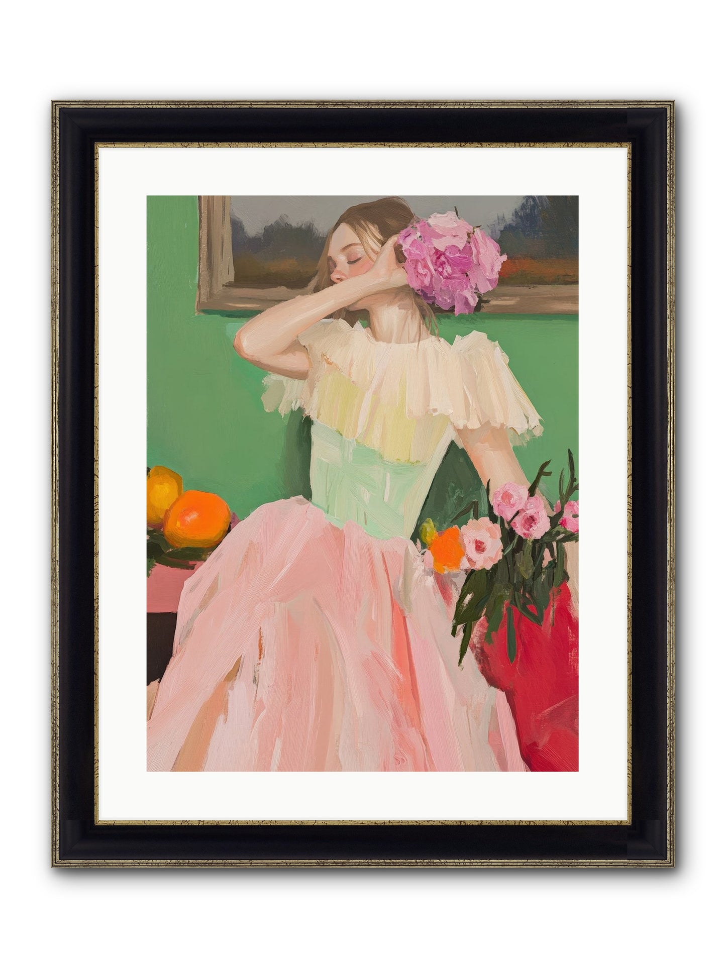 Dahlia Swan No.1 Framed Print - Black & Gold 18x24