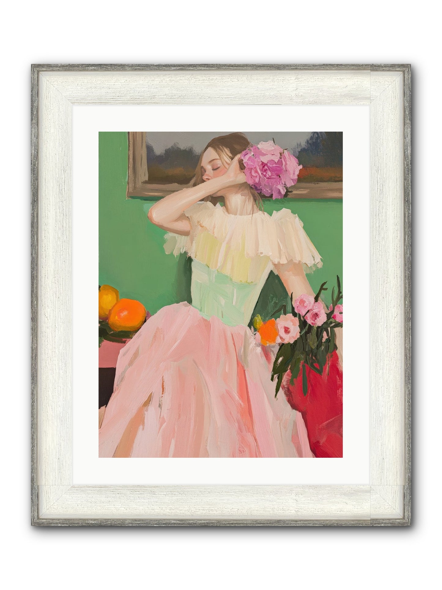 Dahlia Swan No.1 Framed Print - Driftwood White 18x24