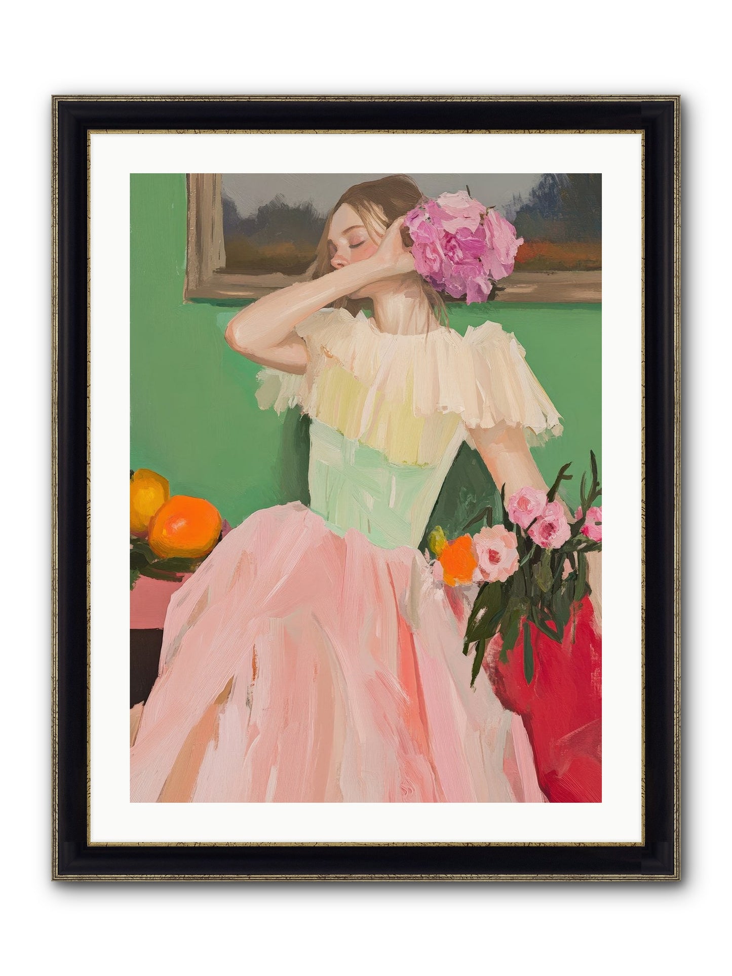 Dahlia Swan No.1 Framed Print - Black & Gold 24x32