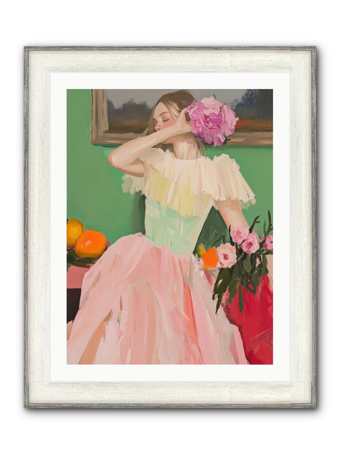 Dahlia Swan No.1 Framed Print - Driftwood White 24x32