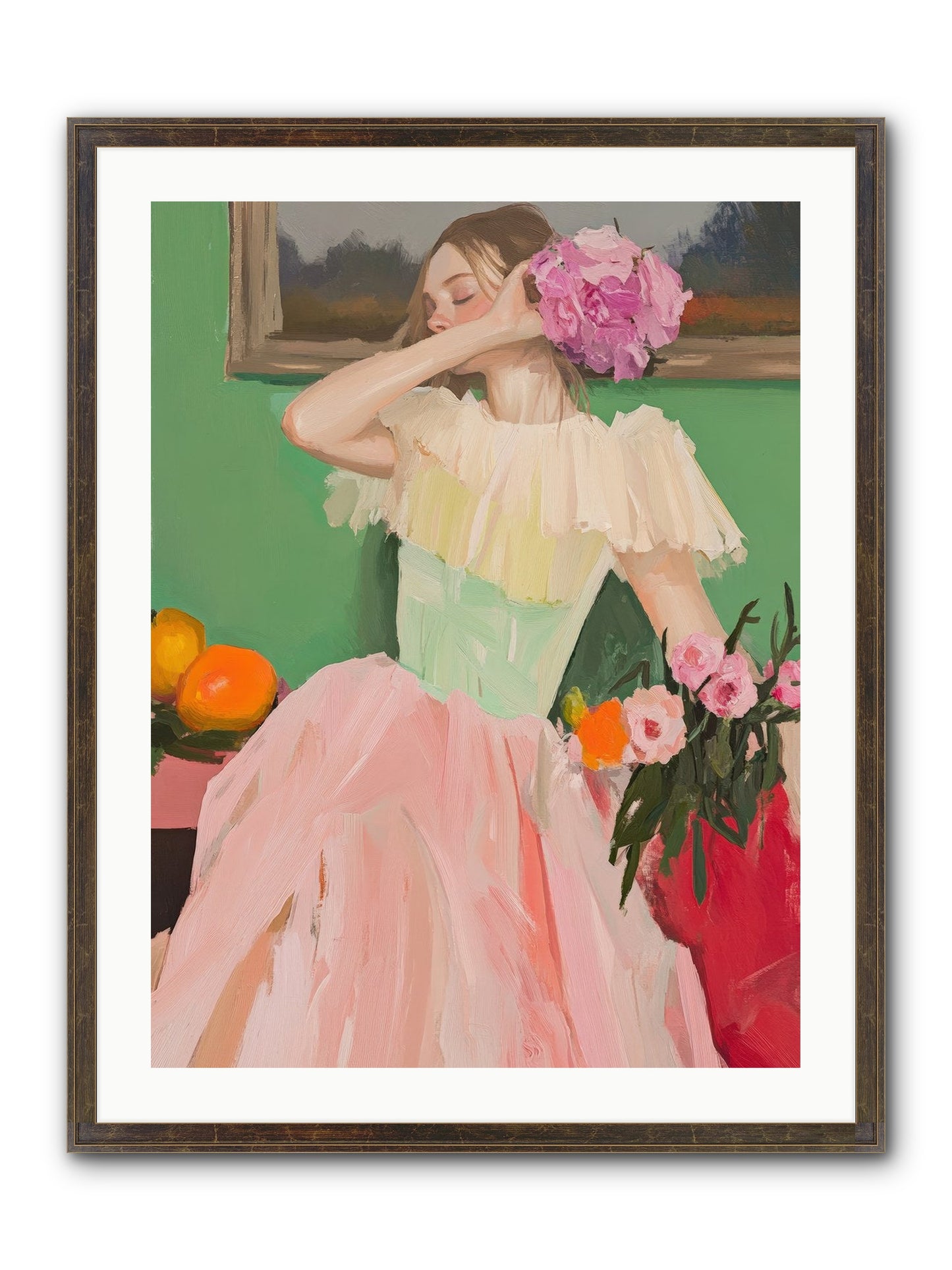 Dahlia Swan No.1 Framed Print - Slimwoods Black/Gold 24x32