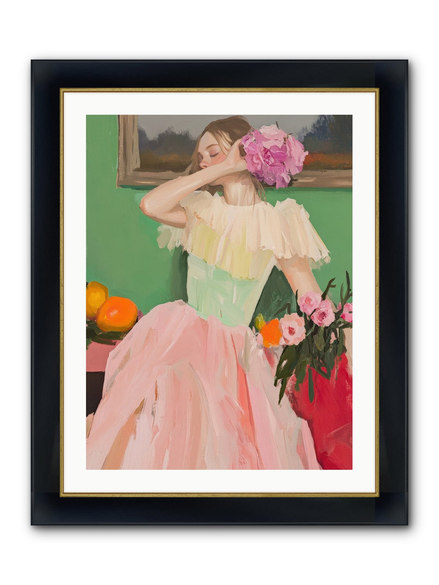 Dahlia Swan No.1 Framed Print - Wide Black w/Gold 24x32