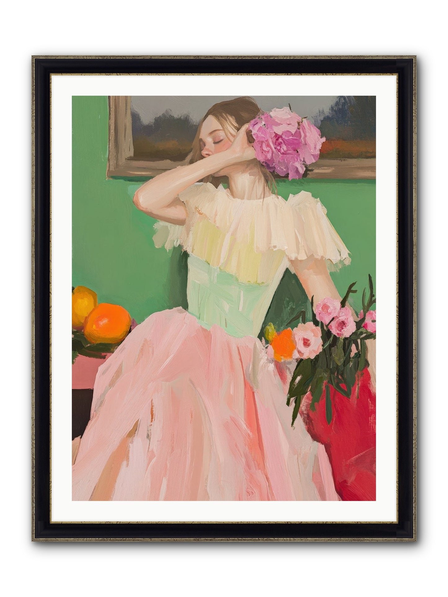 Dahlia Swan No.1 Framed Print - Black & Gold 30x40