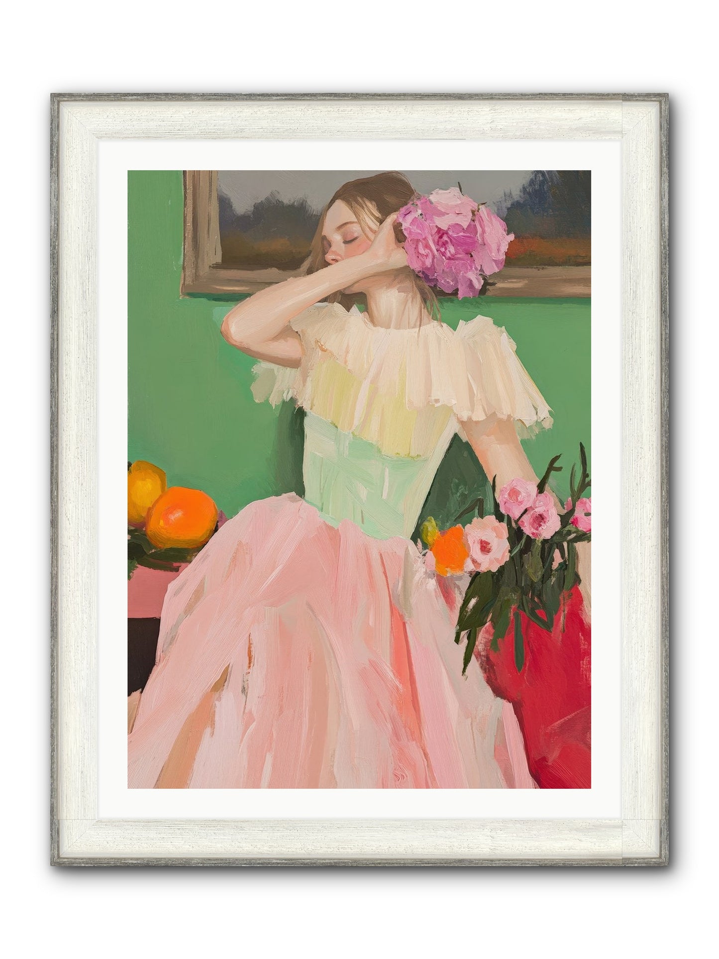 Dahlia Swan No.1 Framed Print - Driftwood White 30x40
