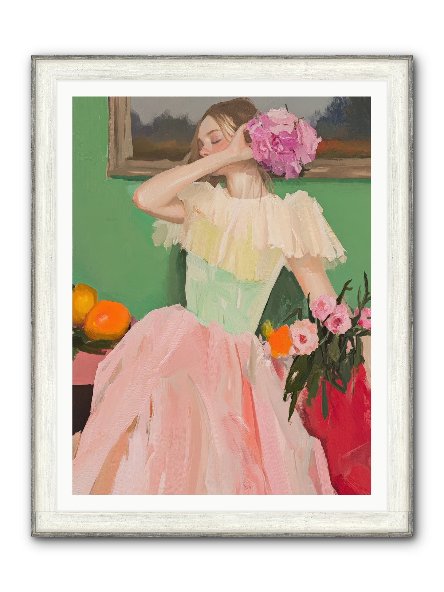 Dahlia Swan No.1 Framed Print - Driftwood White 36x48