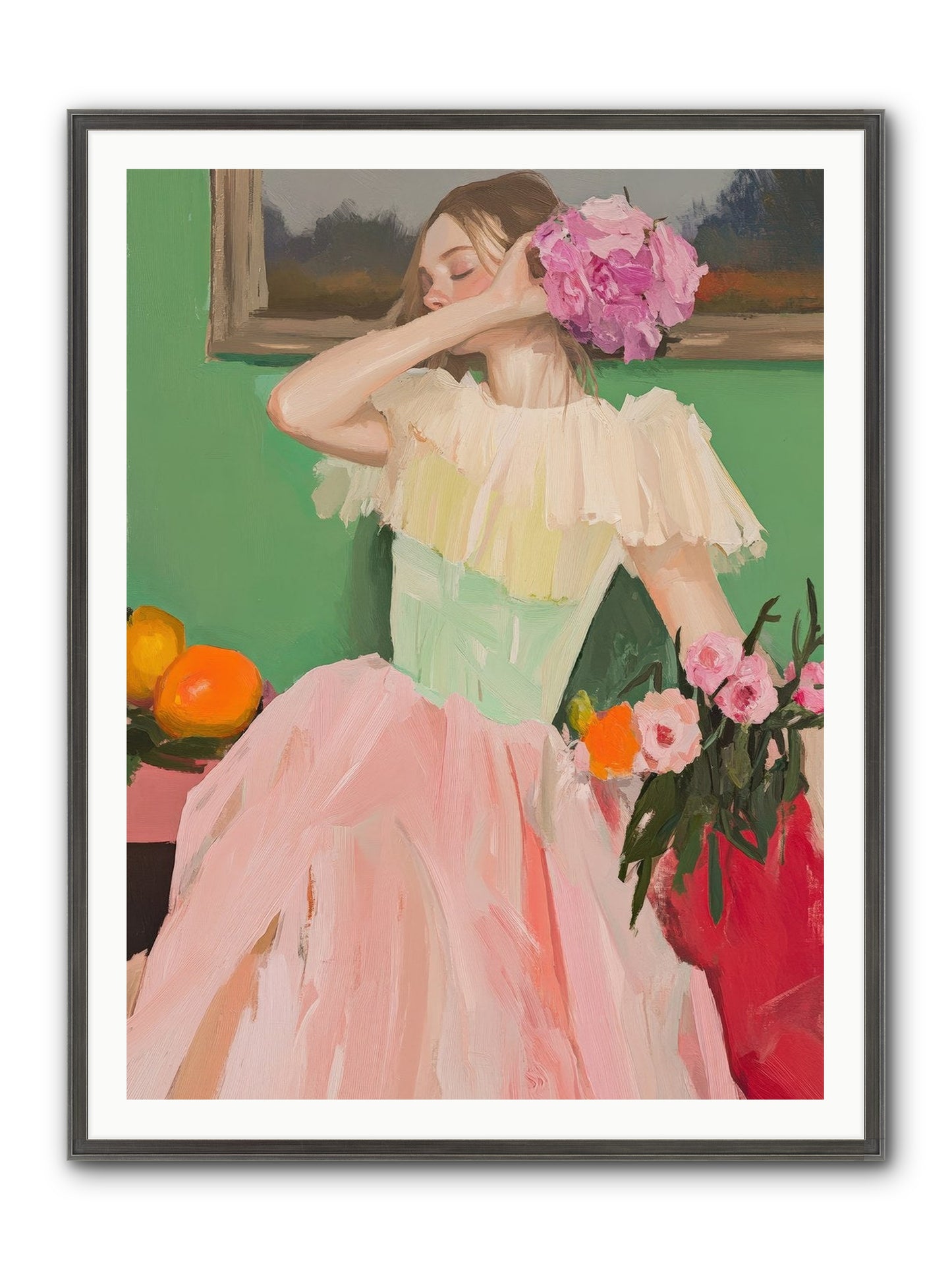 Dahlia Swan No.1 Framed Print - Slimwoods Black/Silver 36x48