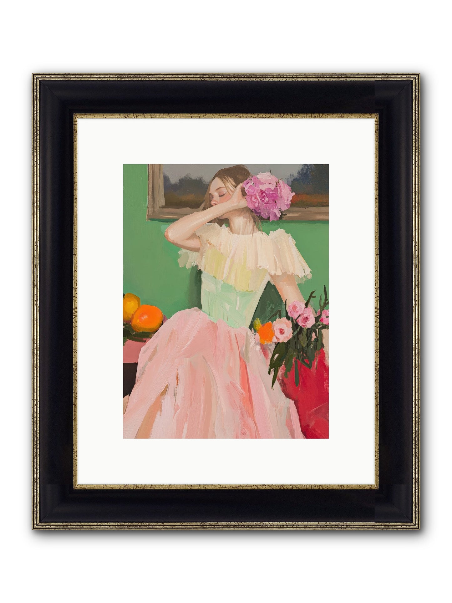 Dahlia Swan No.1 Framed Print - Black & Gold 9x12