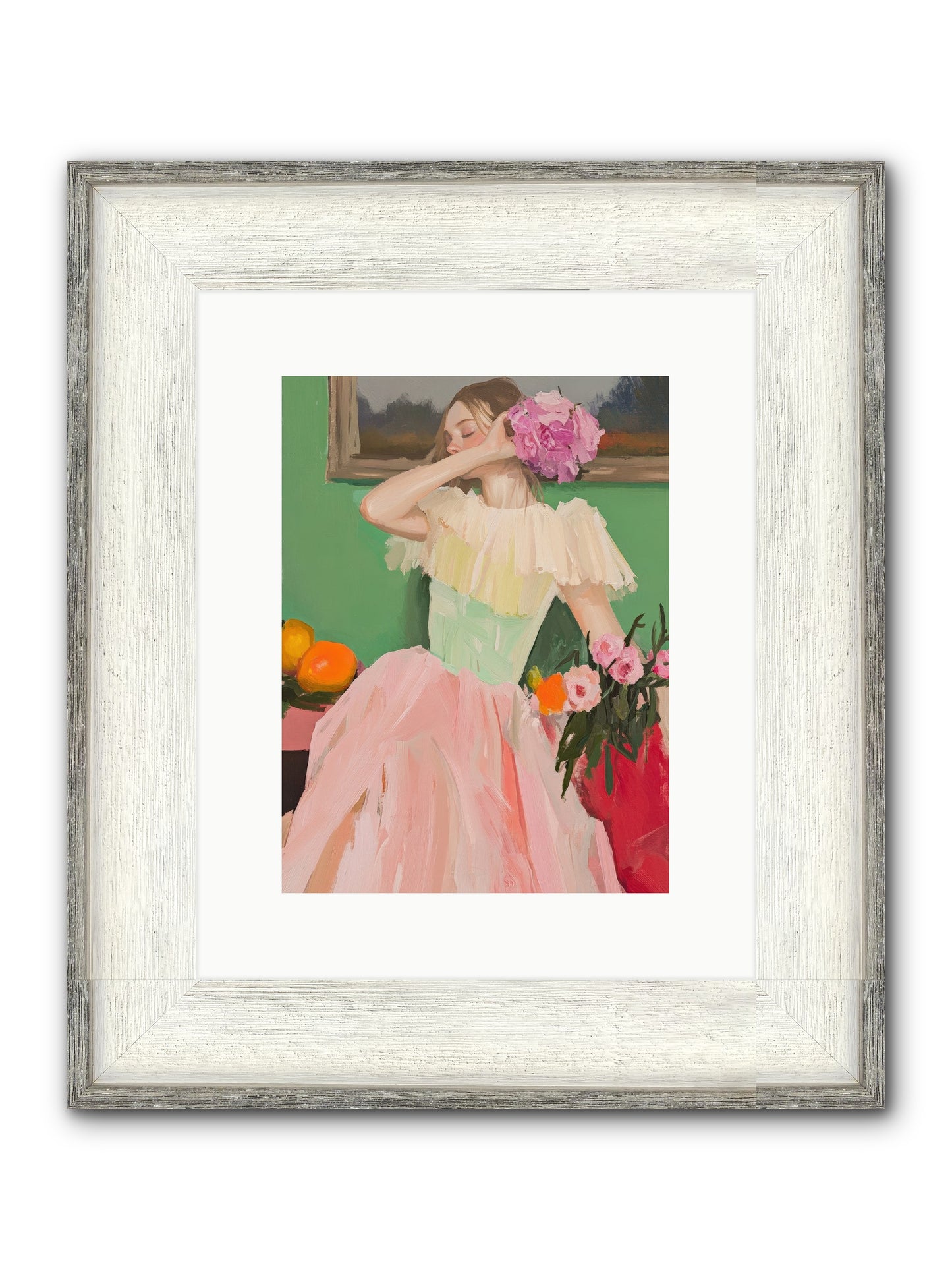 Dahlia Swan No.1 Framed Print - Driftwood White 9x12