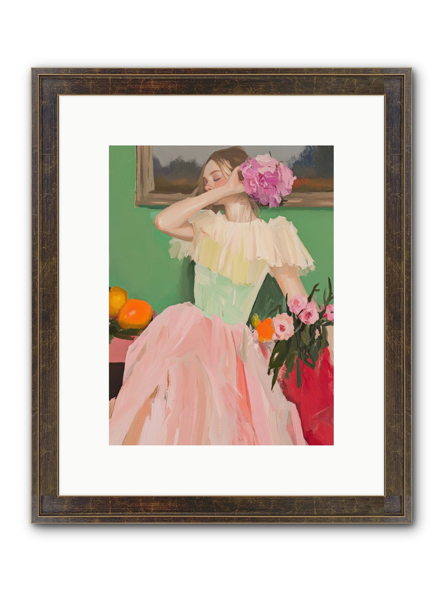 Dahlia Swan No.1 Framed Print - Slimwoods Black/Gold 9x12