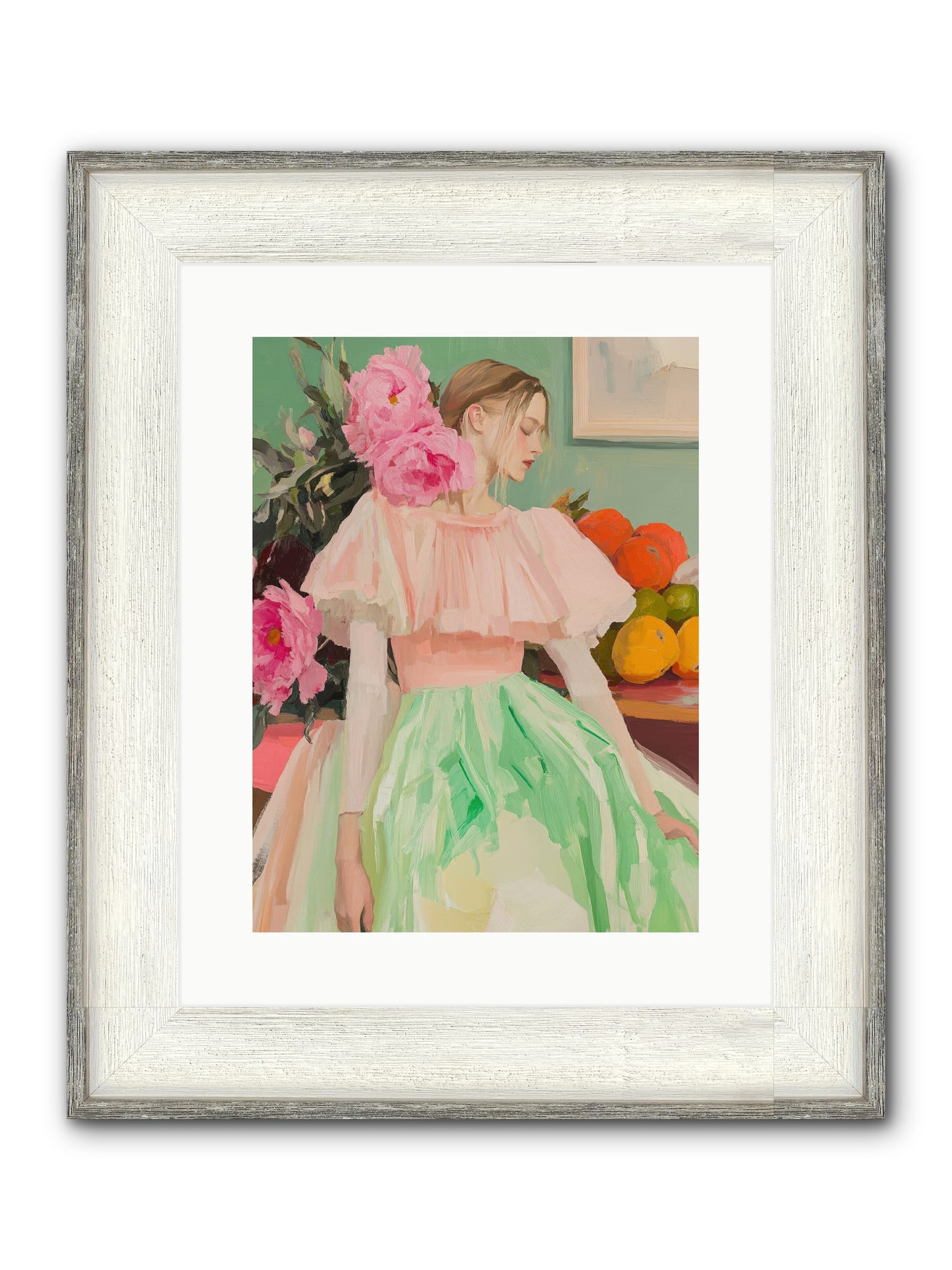 Dahlia Swan No.2 Framed Print - Driftwood White 12x16