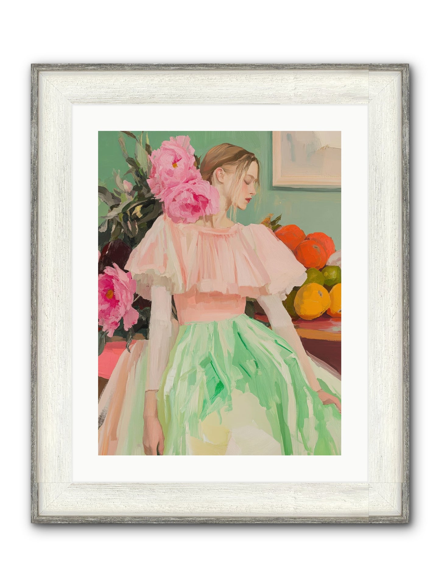 Dahlia Swan No.2 Framed Print - Driftwood White 18x24