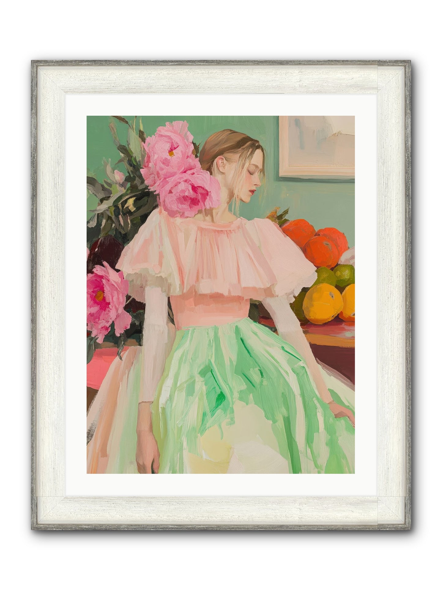 Dahlia Swan No.2 Framed Print - Driftwood White 24x32