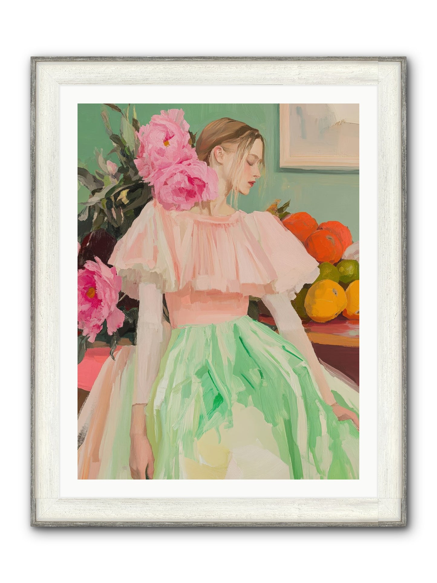 Dahlia Swan No.2 Framed Print - Driftwood White 30x40