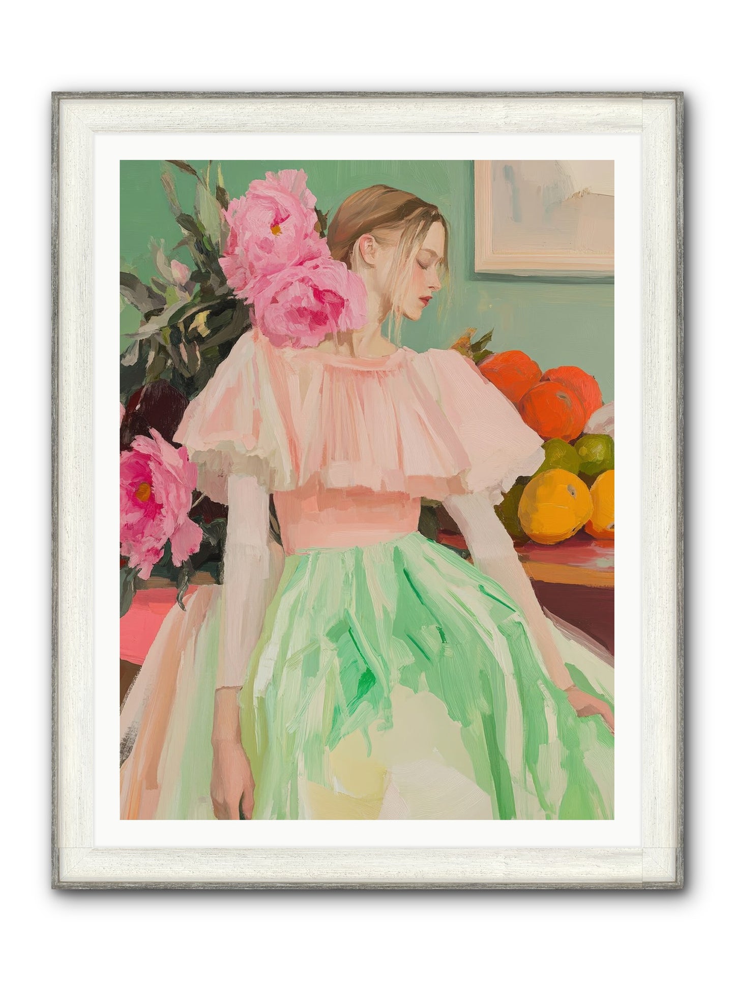 Dahlia Swan No.2 Framed Print - Driftwood White 36x48