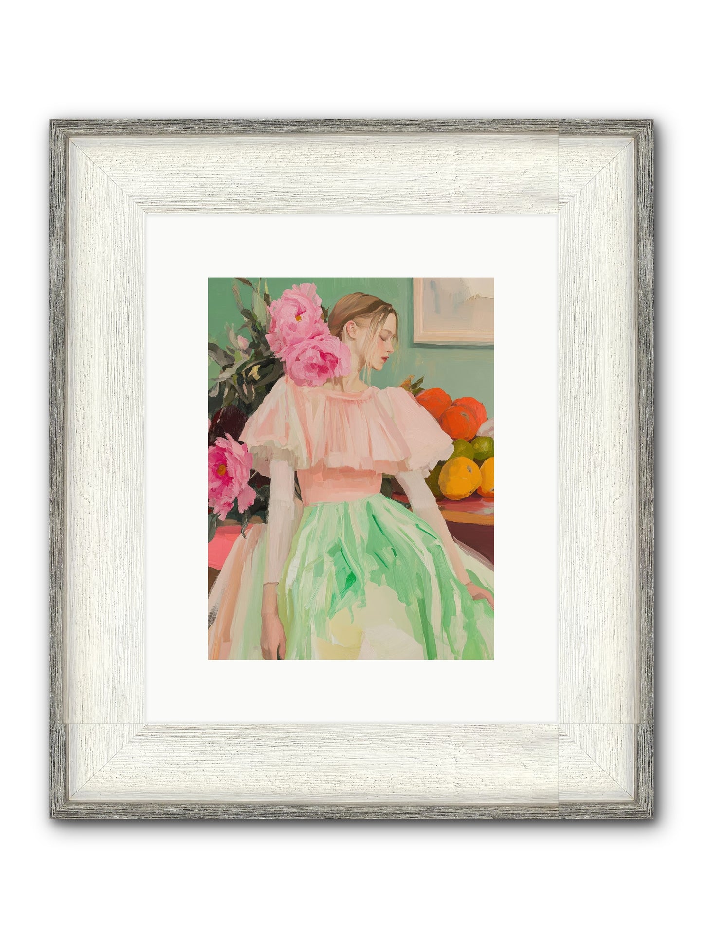 Dahlia Swan No.2 Framed Print - Driftwood White 9x12
