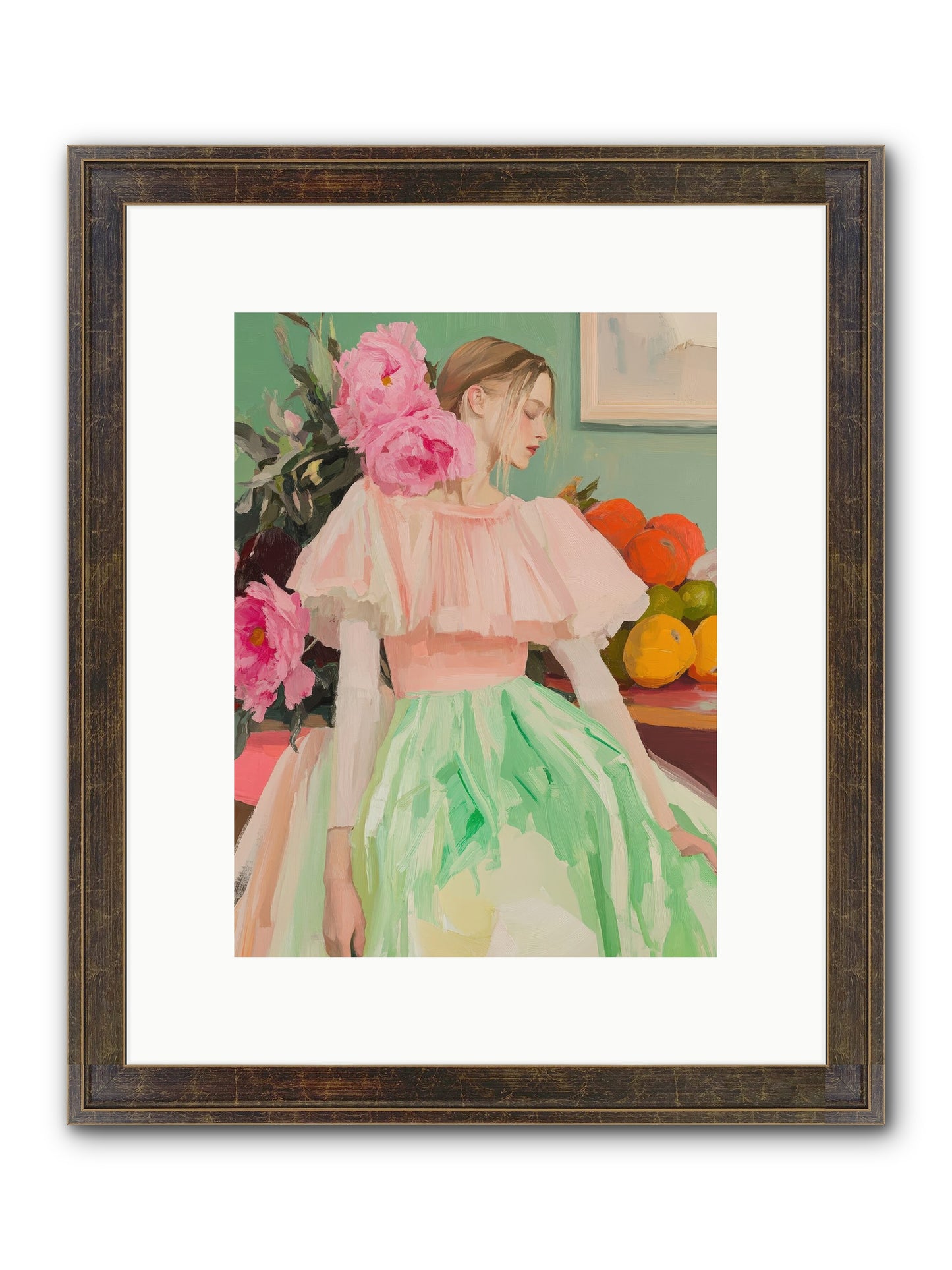 Dahlia Swan No.2 Framed Print - Slimwoods Black/Gold 9x12