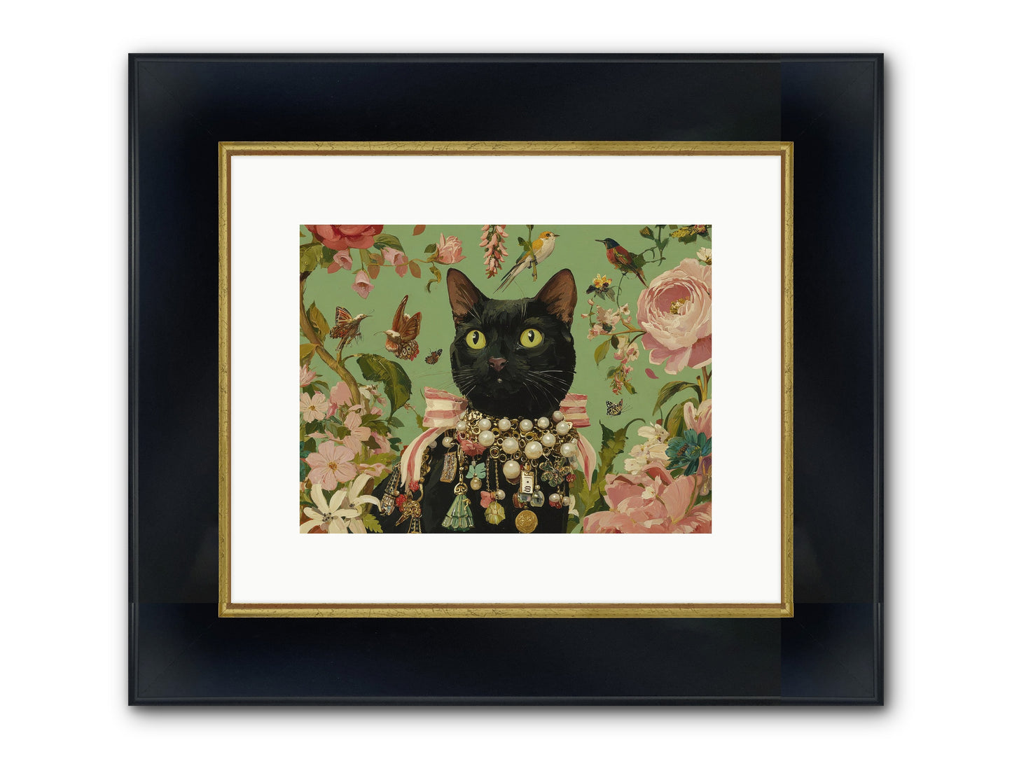 Daisy Whispers Framed Print - Wide Black w/Gold 12x9