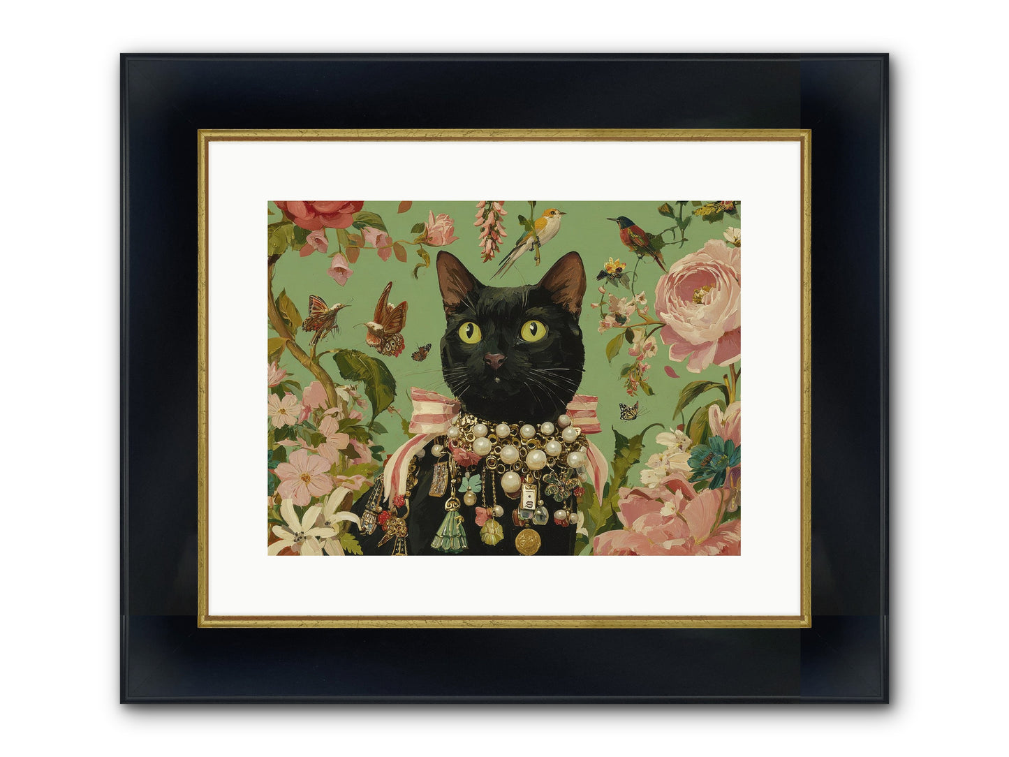 Daisy Whispers Framed Print - Wide Black w/Gold 16x12
