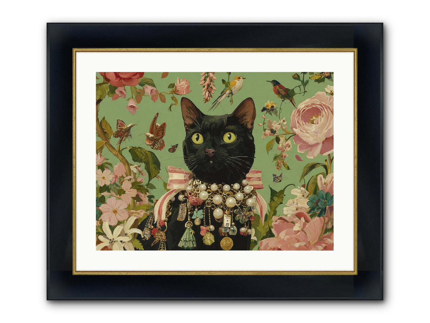 Daisy Whispers Framed Print - Wide Black w/Gold 24x18
