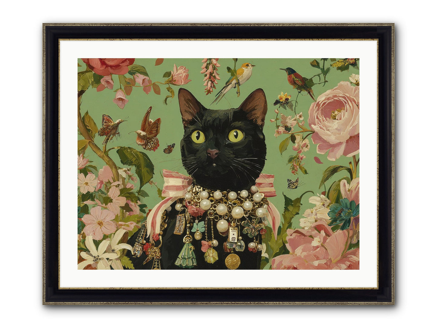 Daisy Whispers Framed Print - Black & Gold 32x24