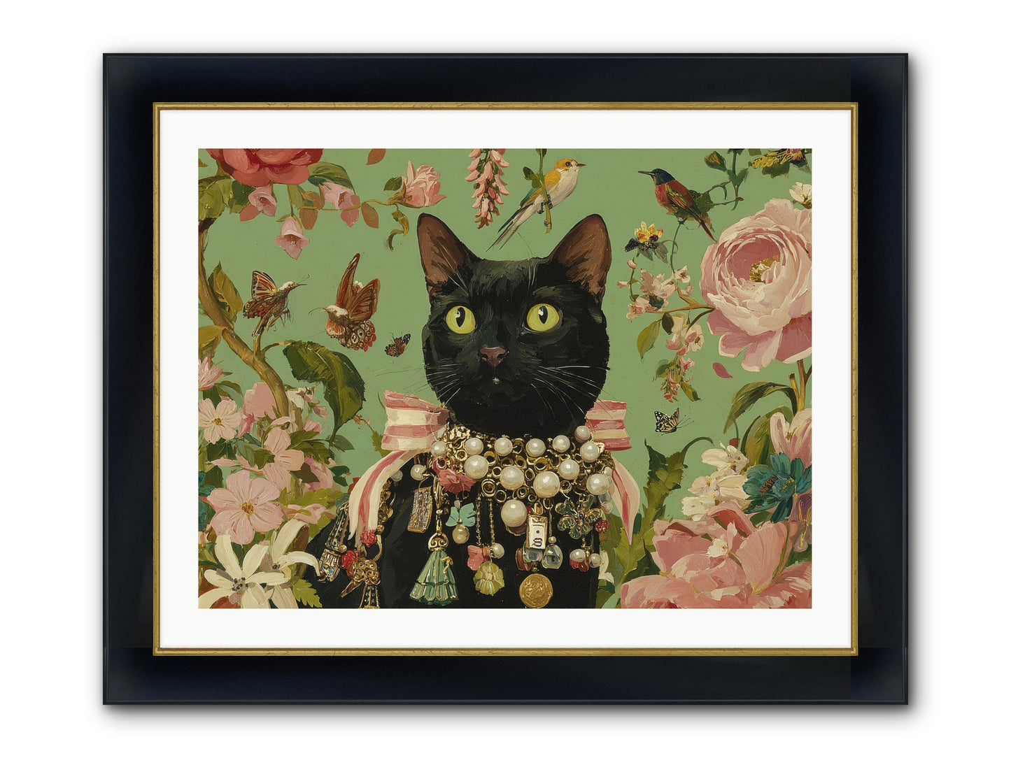 Daisy Whispers Framed Print - Wide Black w/Gold 32x24