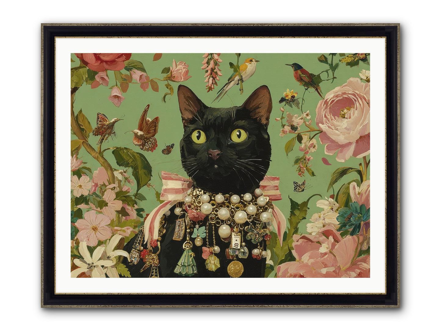 Daisy Whispers Framed Print - Black & Gold 40x30