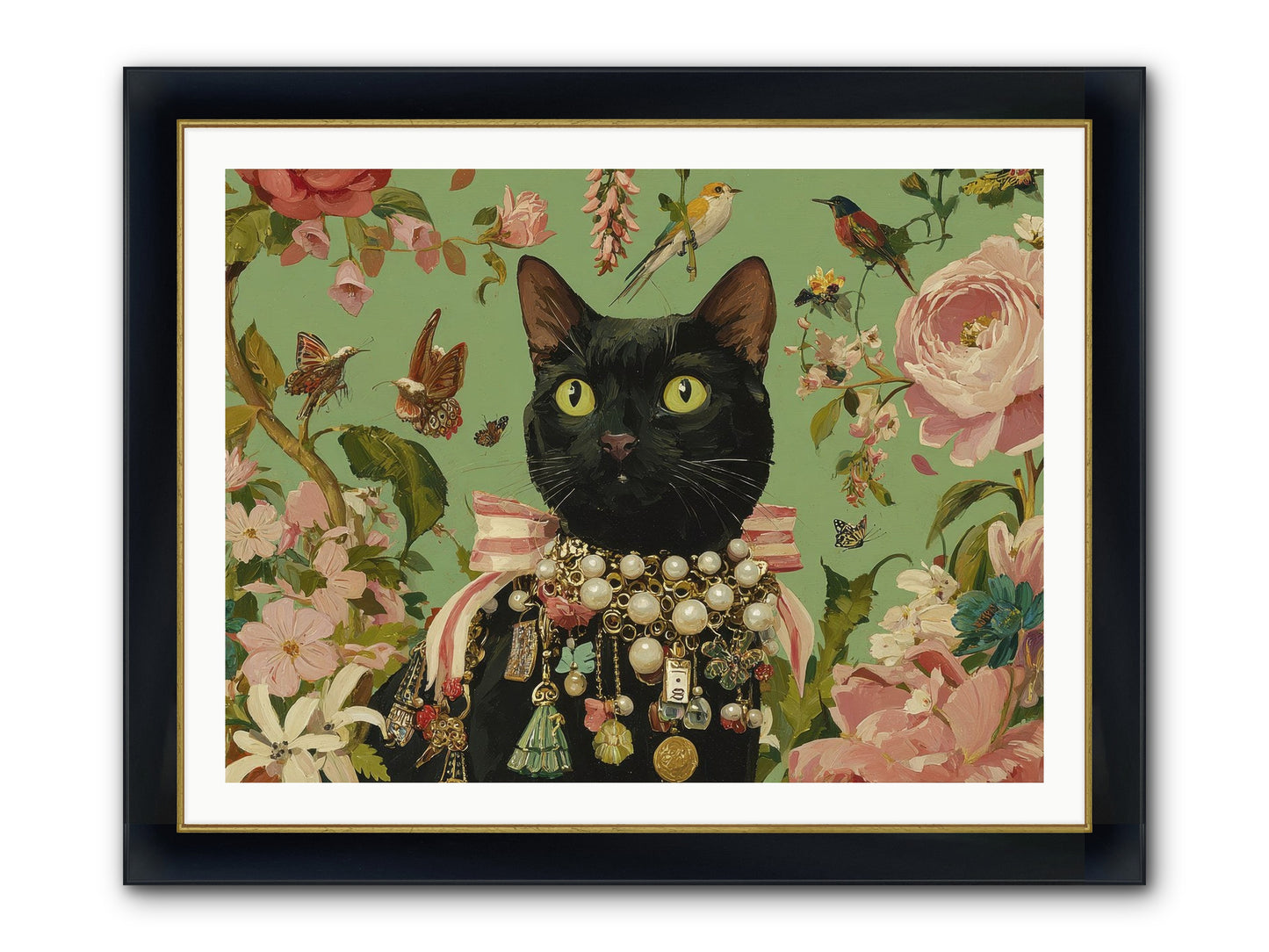Daisy Whispers Framed Print - Wide Black w/Gold 40x30
