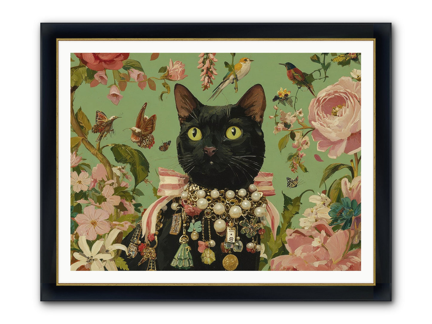Daisy Whispers Framed Print - Wide Black w/Gold 48x36